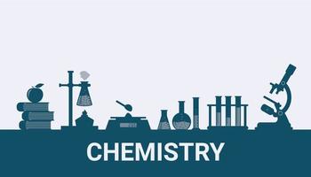 bachground de chimie avec des silhouettes d'équipement chimique