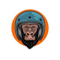 tête de gorille portant un casque premium vecteur