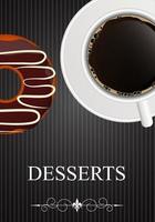 menu de desserts vectoriels avec café et beignet vecteur