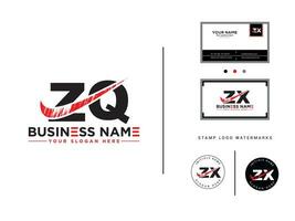 initiale zq logo icône, main tiré zq brosse lettre logo affaires carte vecteur