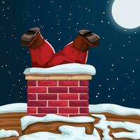 Père Noël coincé dans cheminée vecteur