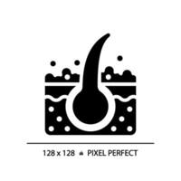 2d pixel parfait cheveux laver glyphe style icône, isolé vecteur, soin des cheveux Facile noir silhouette illustration. vecteur