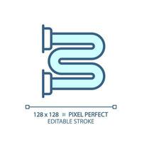 2d pixel parfait modifiable bleu chauffé serviette rail icône, isolé vecteur, mince ligne illustration représentant plomberie. vecteur