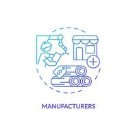 2d fabricants pente mince ligne icône concept, isolé vecteur, bleu illustration représentant vendeur gestion. vecteur