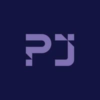 p et j ou p j moderne monogramme logo avec diagonale style vecteur