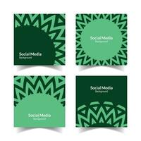 Facile et moderne vert floral carré plat social médias Contexte vecteur