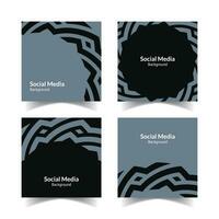 Facile et moderne noir gris ornemental modèle carré plat social médias Contexte vecteur