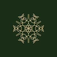 abstrait or et foncé vert floral mandala logo. adapté pour élégant et luxe ornemental symbole vecteur