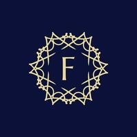 initiale lettre F floral ornemental frontière cercle Cadre logo vecteur