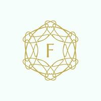 initiale lettre F floral ornemental frontière cercle Cadre logo vecteur