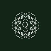 initiale lettre q floral ornemental frontière cercle Cadre logo vecteur