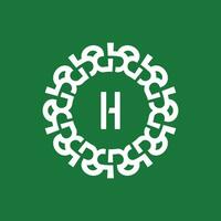 emblème logo initiales lettre h. Naturel et biologique cercle emblème logo. adapté pour écologiquement basé entreprises vecteur
