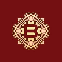 élégant et unique initiale lettre b Oriental ornement alphabet emblème logo vecteur