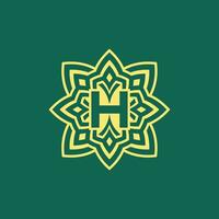 Jaune vert moderne et élégant initiale lettre h symétrique floral esthétique logo vecteur