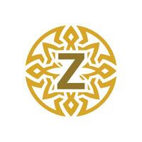 élégant emblème badge initiale lettre z ethnique ancien modèle cercle logo vecteur