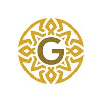 élégant emblème badge initiale lettre g ethnique ancien modèle cercle logo vecteur