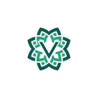 initiale lettre v floral ornemental frontière Cadre logo vecteur
