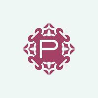 élégant initiale lettre p abstrait ornement carré emblème logo vecteur