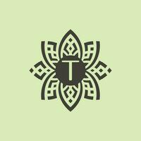 initiale lettre t floral ornemental frontière Cadre logo vecteur