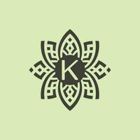 initiale lettre k floral ornemental frontière Cadre logo vecteur