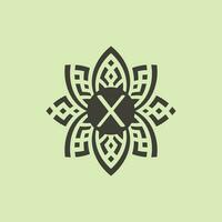 initiale lettre X floral ornemental frontière Cadre logo vecteur