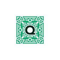 initiale lettre q ornemental carré modèle Cadre logo vecteur
