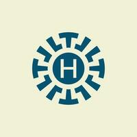 initiale lettre h ornemental cercle emblème unique modèle vecteur
