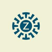initiale lettre z ornemental cercle emblème unique modèle vecteur