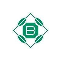 initiale lettre b la nature feuille emblème logo vecteur