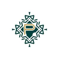 initiale lettre p abstrait antique modèle emblème décoratif logo vecteur