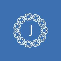 initiale lettre j ornemental emblème Cadre cercle modèle logo vecteur