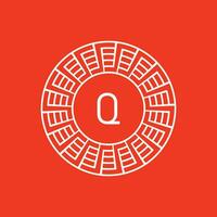 initiale lettre q ornemental emblème Cadre cercle modèle logo vecteur