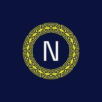 initiale lettre n futuriste cercle modèle Cadre emblème logo vecteur
