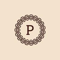 Facile et élégant initiale lettre p ornemental cercle Cadre logo vecteur