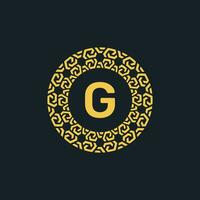 ornemental initiale lettre g cercle emblème Cadre logo vecteur