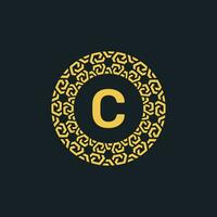 ornemental initiale lettre c cercle emblème Cadre logo vecteur