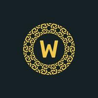 ornemental initiale lettre w cercle emblème Cadre logo vecteur