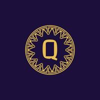 initiale lettre q ornemental emblème Cadre cercle modèle logo vecteur