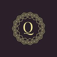 initiale lettre q ornemental frontière alphabet cercle emblème badge logo vecteur