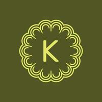 initiale lettre k floral alphabet cercle emblème badge logo vecteur