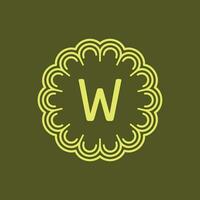 initiale lettre w floral alphabet cercle emblème badge logo vecteur