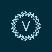 initiale lettre v ornemental emblème Cadre cercle modèle logo vecteur