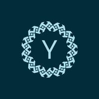 initiale lettre y ornemental emblème Cadre cercle modèle logo vecteur