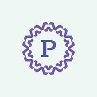 initiale lettre p ornemental moderne cercle Cadre emblème logo vecteur