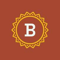 initiale lettre b Soleil cercle Cadre unique emblème logo vecteur