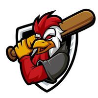 base-ball coq mascotte. vecteur agrafe art illustration