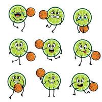 citron vert basketball ensemble dessin animé vecteur