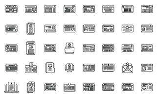 Assurance carte Icônes ensemble contour vecteur. hôpital santé vecteur