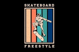 conception de silhouette de skateboard freestyle vecteur