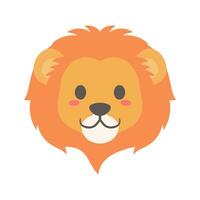 mignonne Lion animal de visage conception vecteur illustration dans une plat style